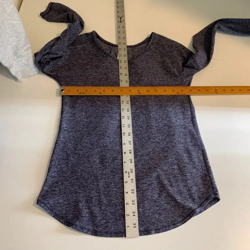 Lululemon Ivivva Top Girls Youth 12 Navy Long Sleeve Performance Thumbholes